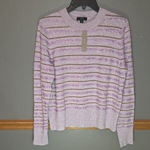 J. Crew Women's Sweater - Lavender and Gold Stripes